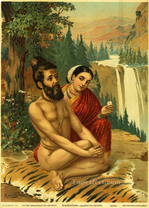 VISHWAMITRA MENAKA Raja Ravi Varma Indians Oil Paintings
